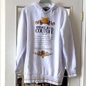 Women’s Versace Jeans Couture White Hoodie dress/tunic sweater